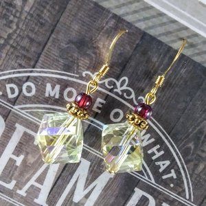 Yellow Crystal Gold Earrings